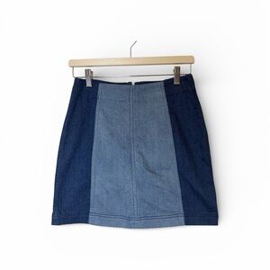 Patchwork Denim Mini Skirt Free People Jean Western Size 6 Color Block Boho Y2K